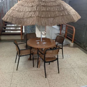 umburella ,table and chairs